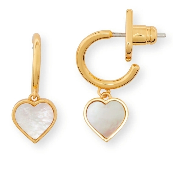 NWT Kate Spade Mother-of-pearl Drop Huggie Hoop Earrings - Picture 1 of 6